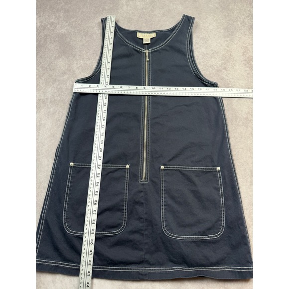 VTG Express Black Cotton Utility Zip Front Dress Pockets Stitched Size M - Picture 4 of 9